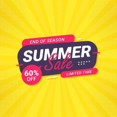 Summer sale special offer banner discount promotion vector illustration