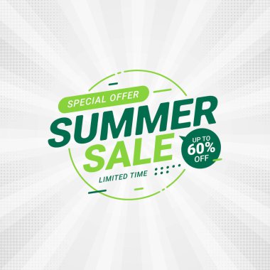 Summer sale special offer banner discount promotion vector illustration