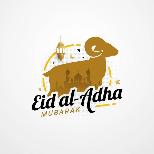 Eid Adha Mubarak Greeting Card Lettering Typography — Image vectorielle