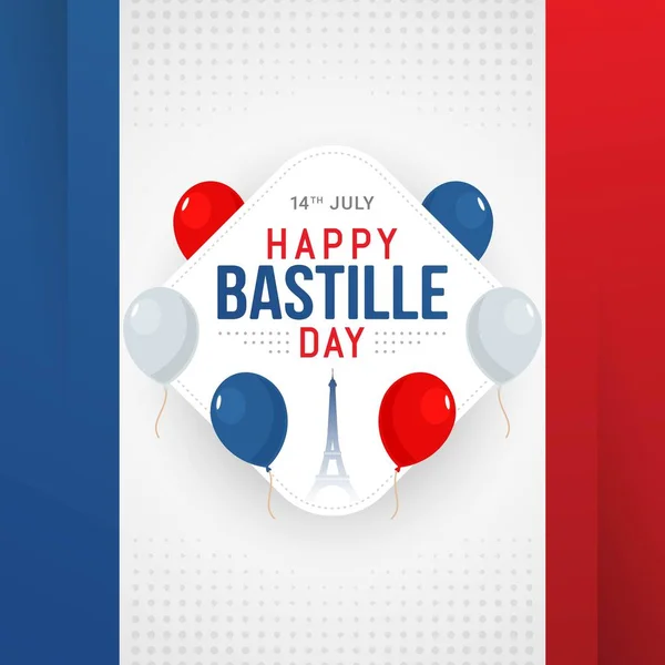 Happy Bastille Day Banner Celebration France Vector Illustration — Stock Vector