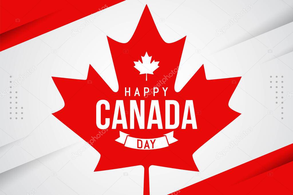 Happy canada day celebration banner template. Canadian flag in 1st of July national patriotic holiday