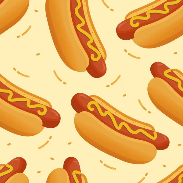 Hot Dog Seamless Pattern Vector Illustration — 스톡 벡터