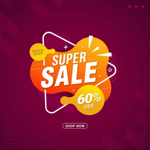 Super Grand Modèle Bannière Vente Flash Vente Discount Promotion Médias — Image vectorielle