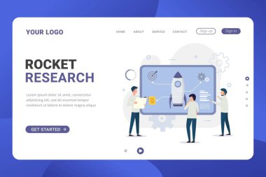 İniş sayfası şablonu roket araştırma tasarımı kavramı