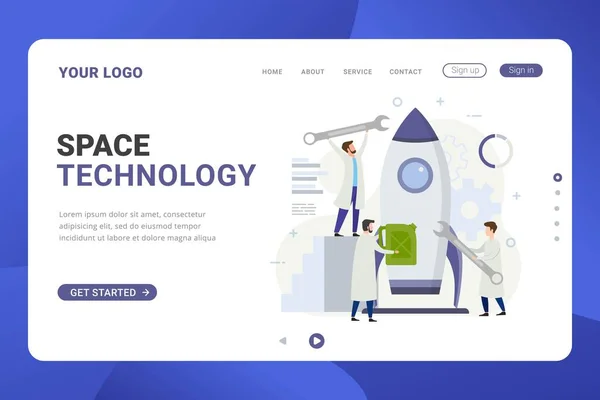 Landing Page Template Space Technology Design Concept — Stock Vector