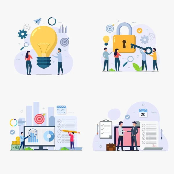 Set Von Business Management Design Konzept Vektor Illustration — Stockvektor