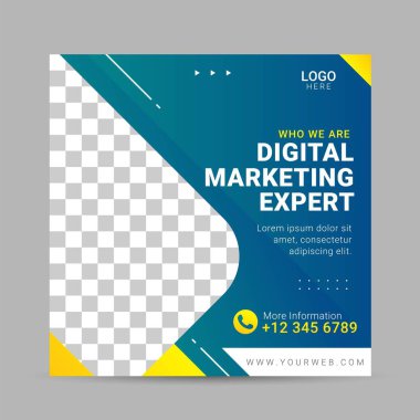 Dijital ajans sosyal medya promosyon için kare pankart şablonu