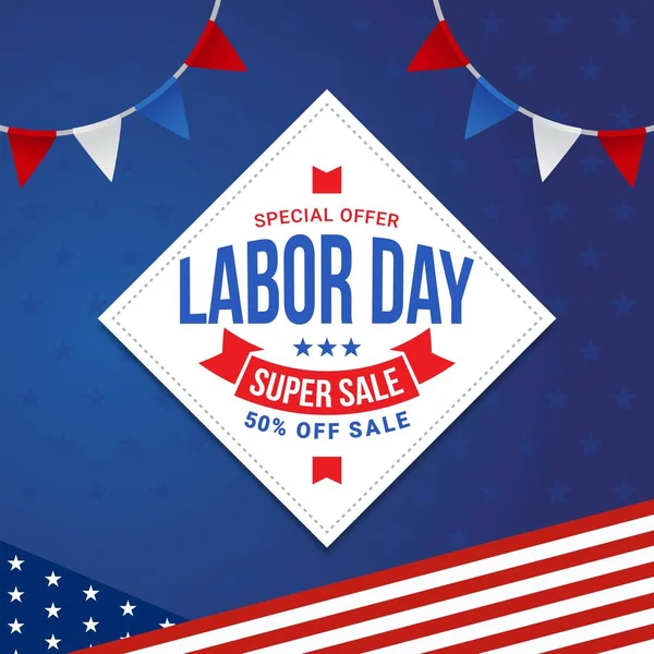 Labor Day Sale Banner Template Design Discount Promotion — Stock Vector