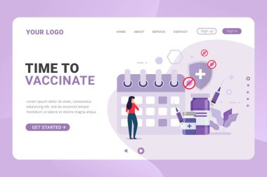 İniş sayfası şablonu aşılama takvim tasarımı kavramı