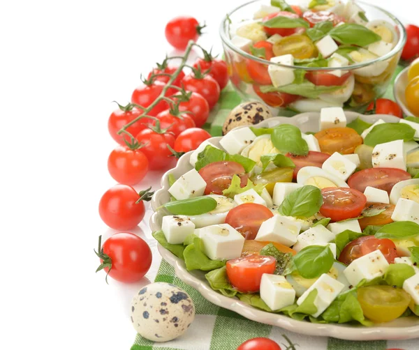 Salad with cherry tomatoes, eggs and cheese — Stock Photo, Image