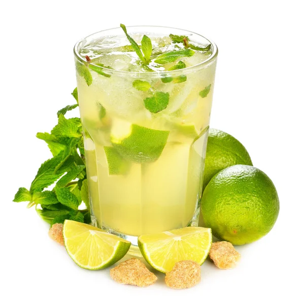 Coquetel Mojito Isolado Fundo Branco — Fotografia de Stock