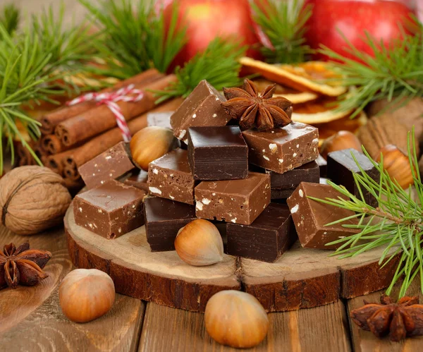 Christmas chocolate fudge — Stock Photo, Image