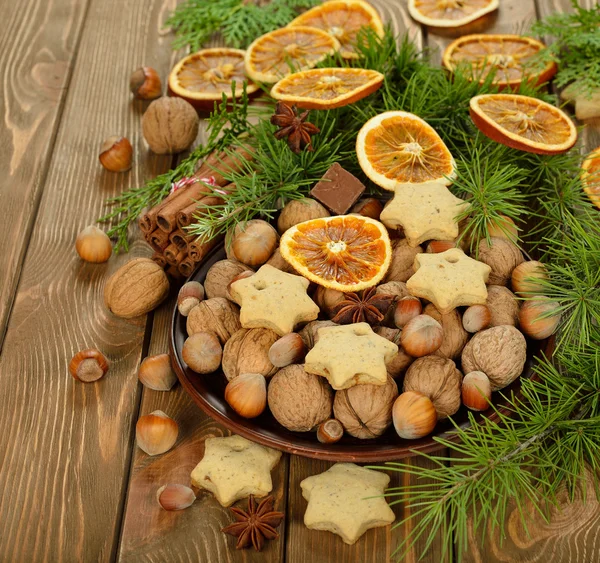 Christmas ingredients and cookies — Stock Photo, Image