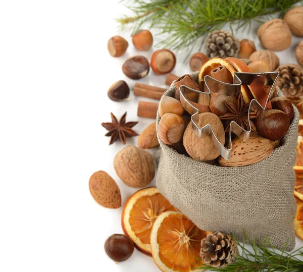 Various nuts in a bag — Stock Photo, Image