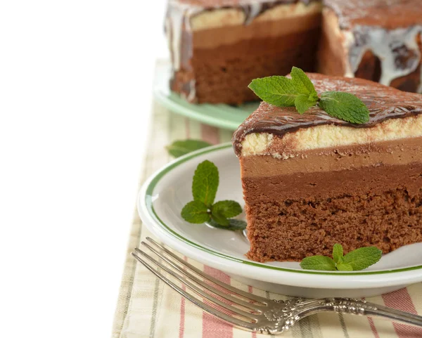 Slice of chocolate cheesecake — Stock Photo, Image