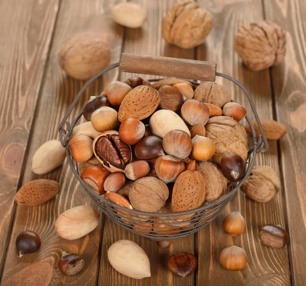 Nuts in a basket — Stock Photo, Image