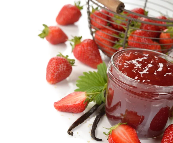 Strawberry jam met vanille — Stockfoto