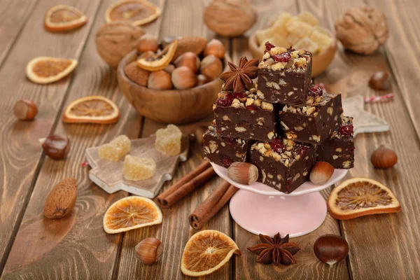 Traditional Christmas chocolate fudge — Stock Photo, Image