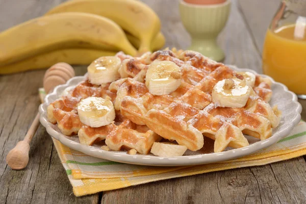 Waffles with banana