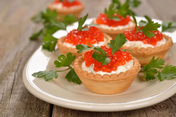 Appetizer with red caviar — Stock Photo, Image