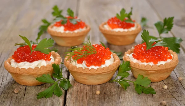 Appetizer with red caviar — Stock Photo, Image