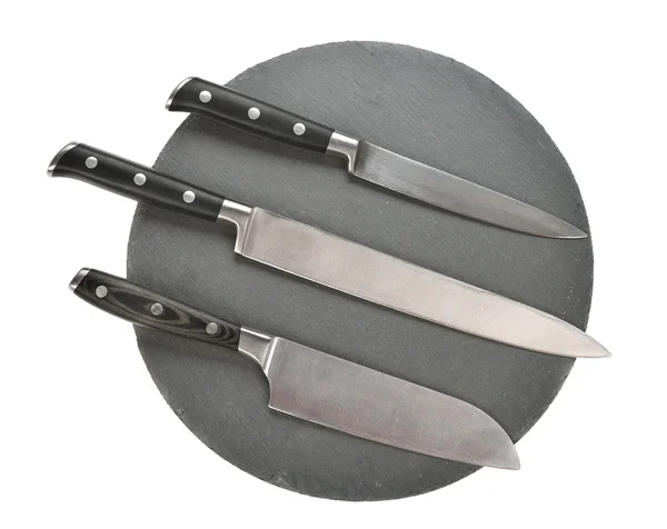 Juego de cuchillos de cocina y tabla de cortar —  Fotos de Stock