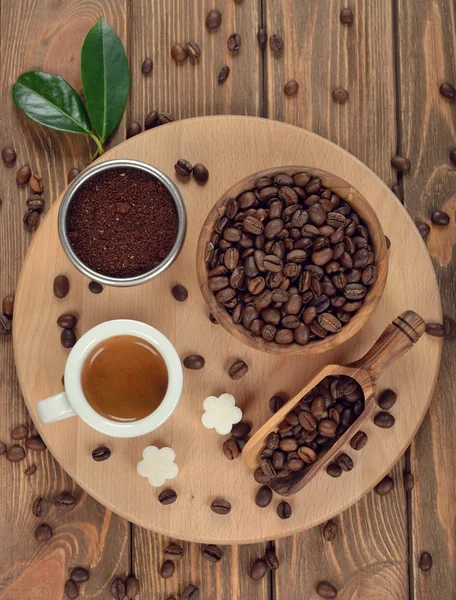 Espresso en koffie bonen — Stockfoto