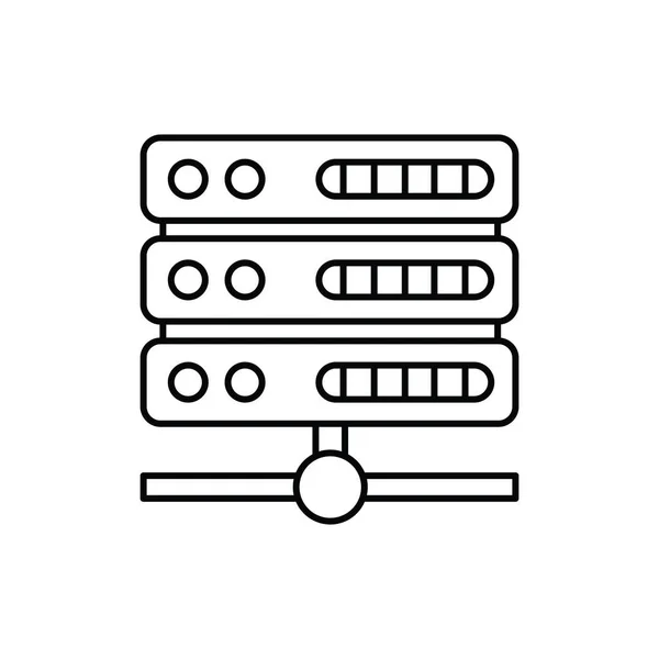 Serveur base de données ordinateur icône isolée unique avec style ligne ou contour — Image vectorielle