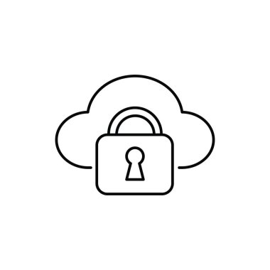 Bulut güvenliği asma kilit teknolojisi tek izole edilmiş simge satır veya ana hat biçimi