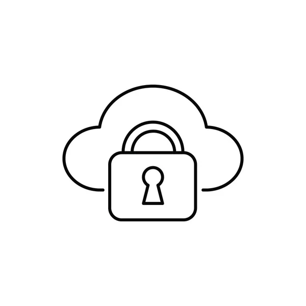 Technologie de cadenas de sécurité cloud icône isolée unique avec style de ligne ou de contour — Image vectorielle