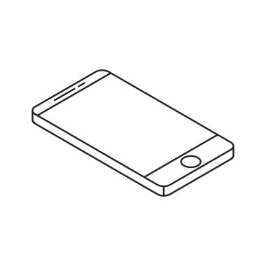 Üst görünümden akıllı telefon satır biçimi ve izometrik şekli olan tek izole simge