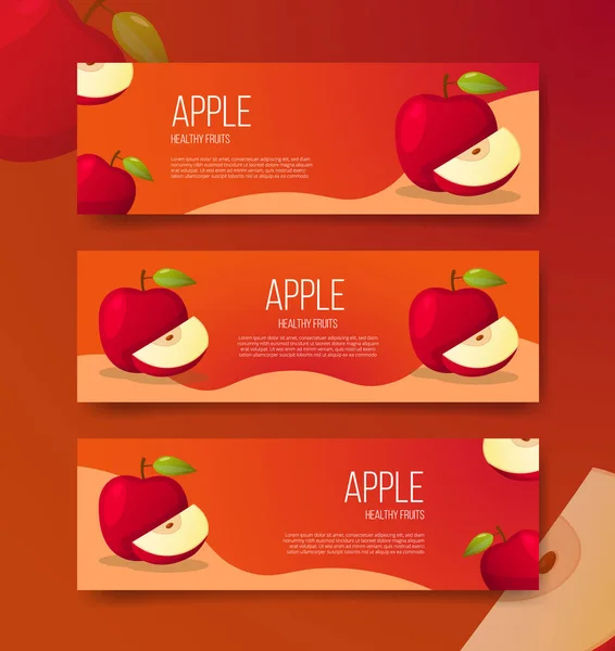 Appel Gezond Fruit Voor Sjabloon Banner Banners Horizontale Variaties Optie — Stockvector