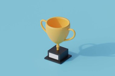 Altın kupa tek bir izole nesne. İzometrik görünümlü 3d görüntüleme