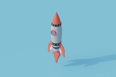 Roket fırlatma işlemi başlatılıyor. İzometrik görünümlü 3d görüntüleme