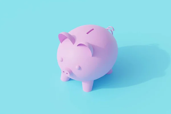 piggy bank pig for savings single isolated object. 3d render illustration with isometric view