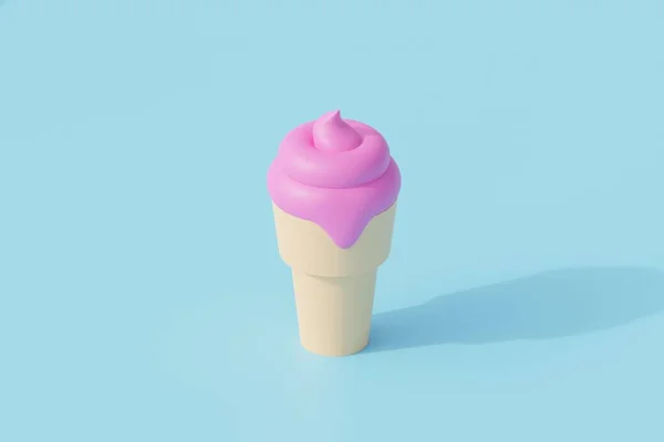 Мороженое Розовый Один Изолированный Объект Трехмерная Иллюстрация Изометрическим Представлением — стоковое фото