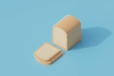 Ekmek dilimlenmiş tek bir nesne. 3d eşölçümleme eşölçümü