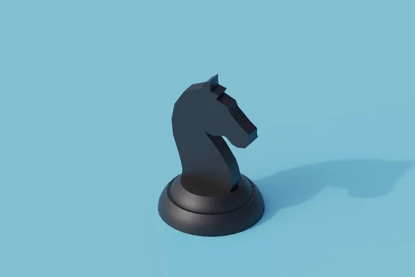 Xadrez Cavalo Preto Único Objeto Isolado Renderizar Ilustração Isométrica — Fotografia de Stock