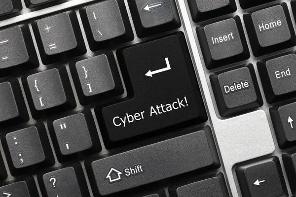 Teclado conceitual - Cyber Attack (tecla preta ) — Fotografia de Stock