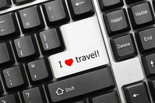 Conceptual keyboard - I love travel key — Stock Photo, Image