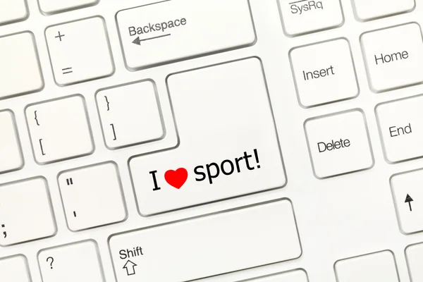 Vit konceptuella tangentbord - jag älskar sport nyckel — Stockfoto