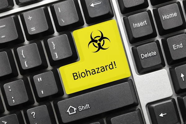 Teclado conceptual - Biohazard (tecla amarilla ) —  Fotos de Stock