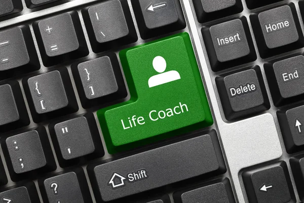 Conceptual keyboard - Life Coach (green key) — Stock Photo, Image