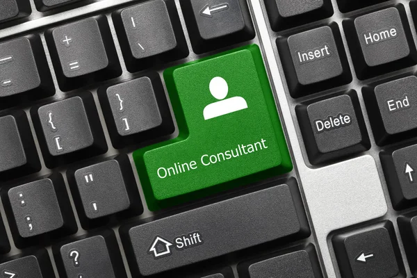 Conceptual keyboard - Online Consultant (green key) — Stock Photo, Image