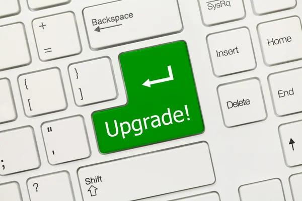 Witte conceptuele toetsenbord - Upgrade (groene toets) — Stockfoto