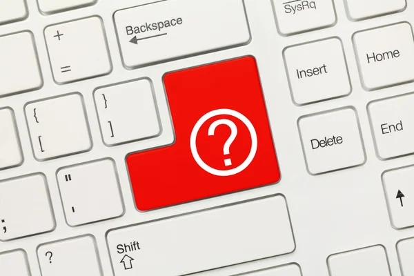 White conceptual keyboard - Question mark (red key) — Stock Photo, Image