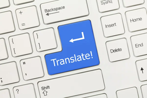 White conceptual keyboard - Translate (blue key) — Stock Photo, Image