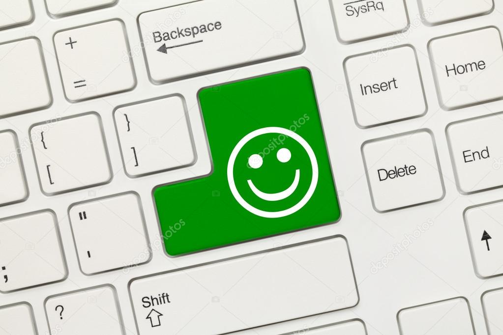White conceptual keyboard - Good mood (green key)