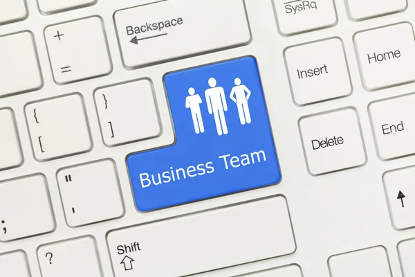 Tastiera concettuale bianca - Business Team (tasto blu ) — Foto Stock