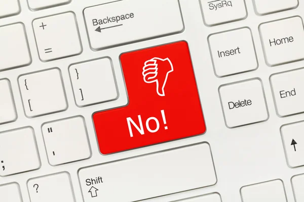 White conceptual keyboard - No (red key) — Stock Photo, Image